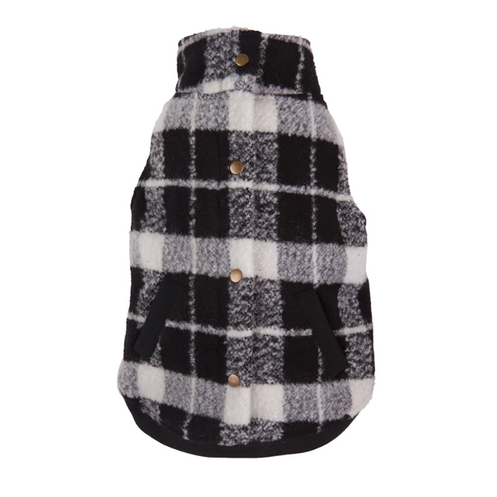 FAB DOG Plaid Boucle Dog Jacket Black & White Size 8